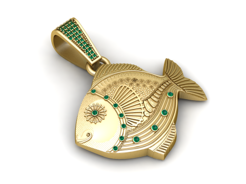 Golden Fish Pendant 3D Принт Модель