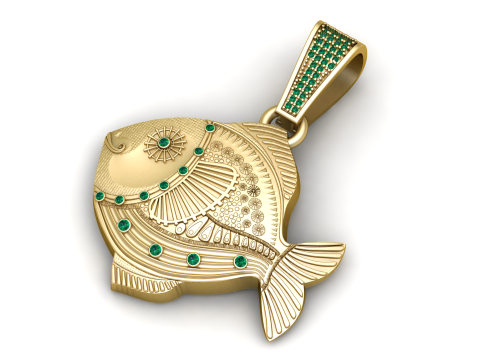 Golden Fish Pendant 3D Принт Модель