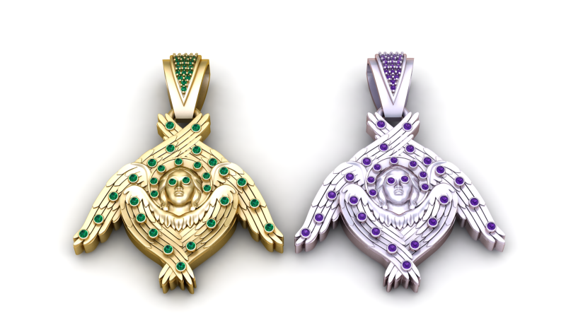 Celestial Seraphim Pendant 3D 프린트 모델 .c4d .max .obj .3ds .fbx .stl .blend 