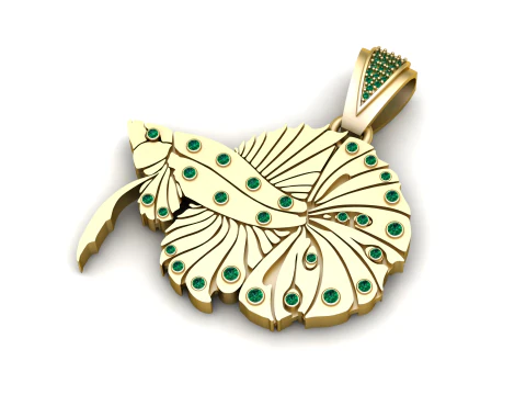 Gouden pauwenveer hanger 3D printmodel