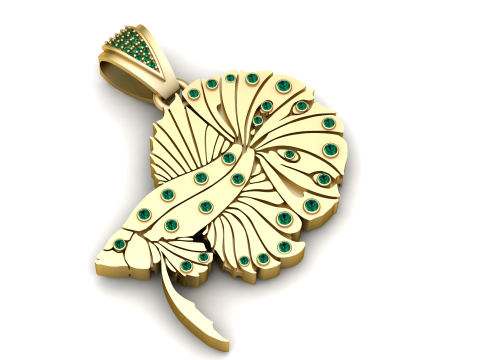 Golden Peacock Feather Pendant 3D प्रिंट मॉडल