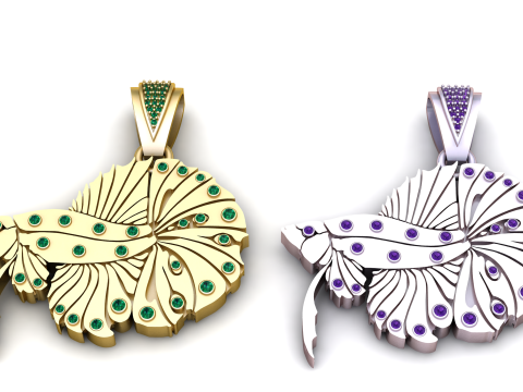 Golden Peacock Feather Pendant 3D प्रिंट मॉडल