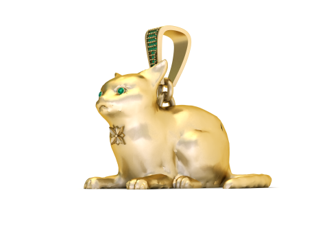 Golden Cat Pendant 3D Print Model