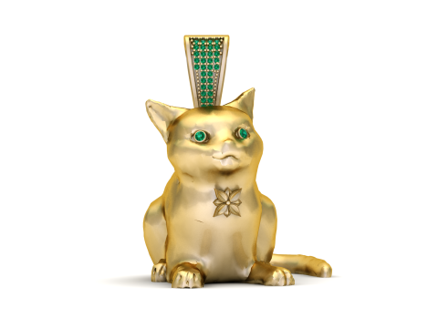 Golden Cat Pendant 3D Print Model
