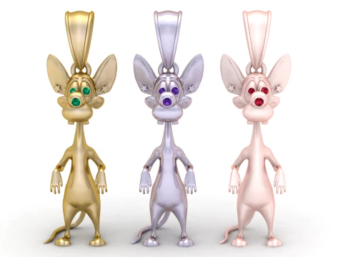 Pingente de rato dourado dos desenhos animados Modelo de Impressão 3D