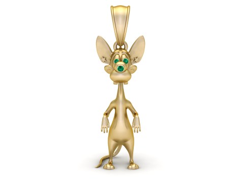 Golden Cartoon Mouse Pendant Modèles 3D en vedette