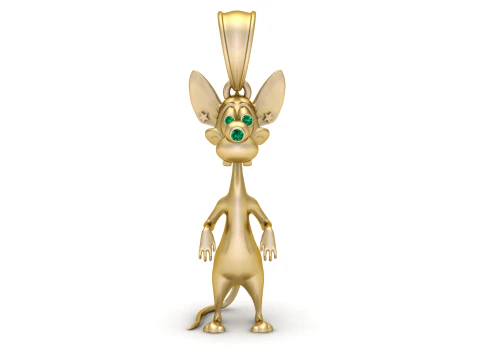 Golden Cartoon Mouse Pendant 3D Print Model