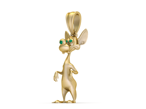 Golden Cartoon Mouse Pendant Modèles 3D en vedette