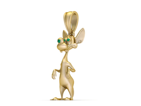 Golden Cartoon Mouse Pendant 3D Print Model