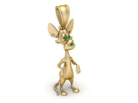Golden Cartoon Mouse Pendant Modèles 3D en vedette