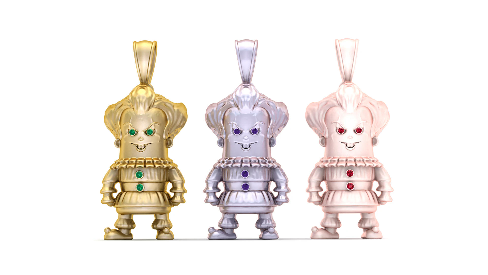 Golden Clown Pendan 3D Print Model .c4d .max .obj .3ds .fbx .stl .blend 
