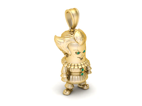 Golden Clown Pendan 3D Print Model