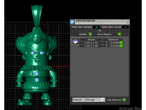 Golden Clown Pendan 3D Print Model