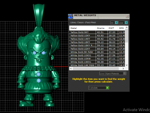 Golden Clown Pendan 3D Print Model