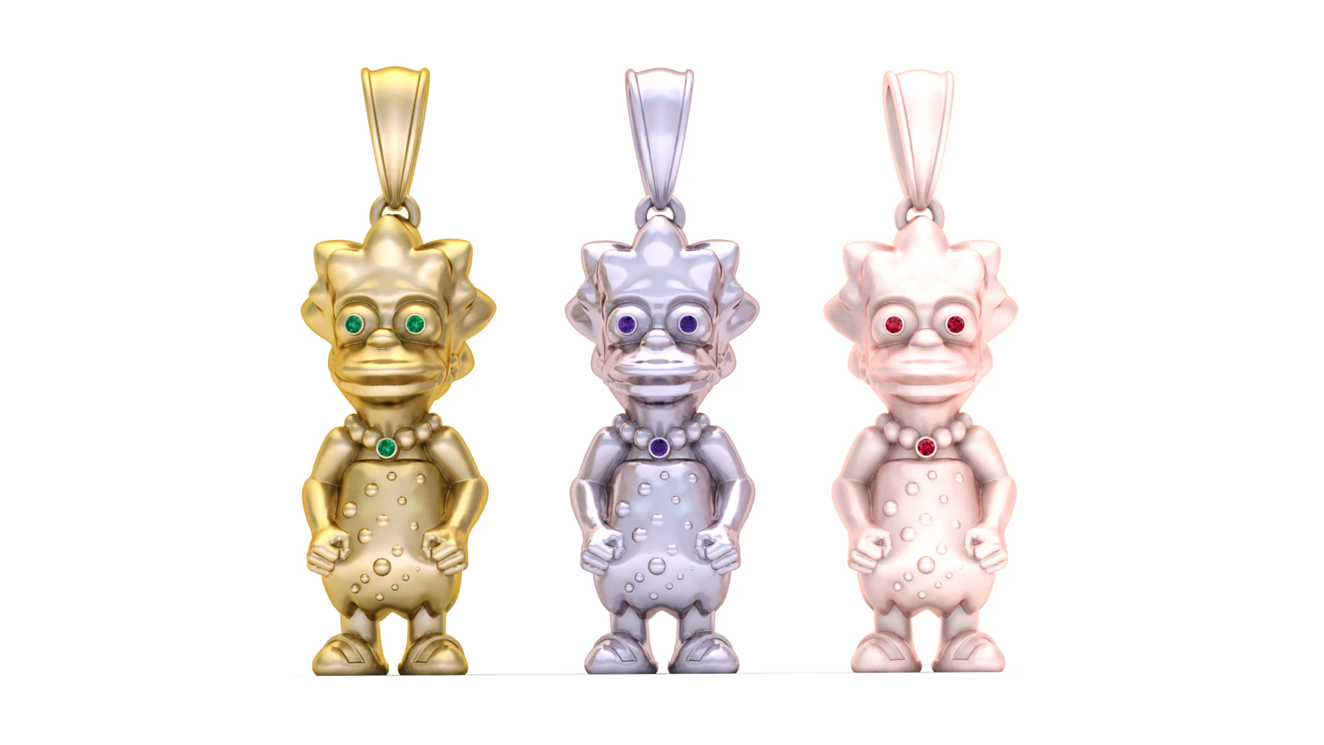 Trio Character Pendant 3D Print Model .c4d .max .obj .3ds .fbx .stl .blend 