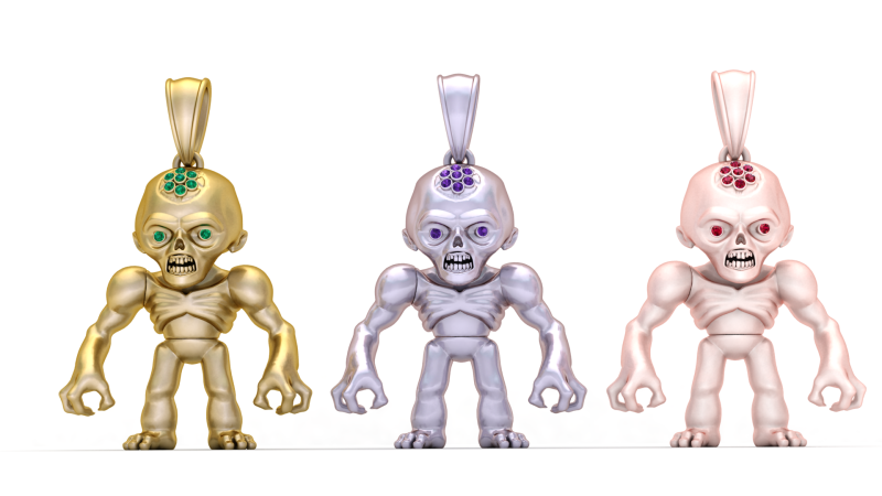 Golden Zombie Pendant 3D 打印模型 .c4d .max .obj .3ds .fbx .stl .blend