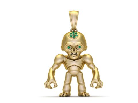 Golden Zombie Pendant 3D Print Model