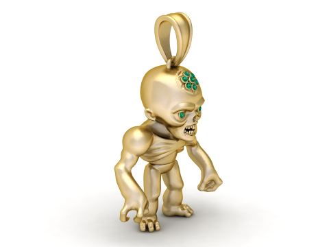 Golden Zombie Pendant 3D 打印模型