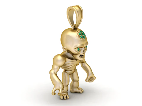 Golden Zombie Pendant 3D Print Model