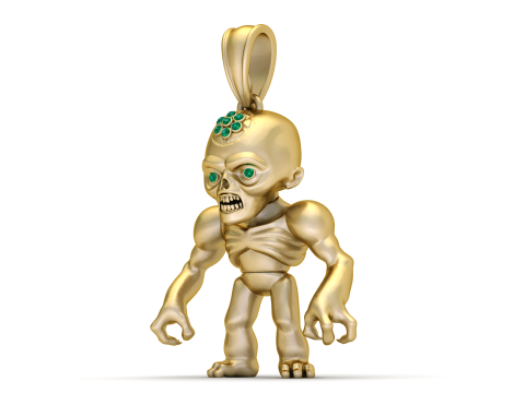 Golden Zombie Pendant 3D 打印模型