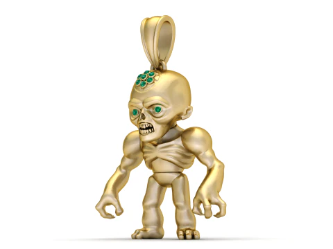 Golden Zombie Pendant 3D Print Model