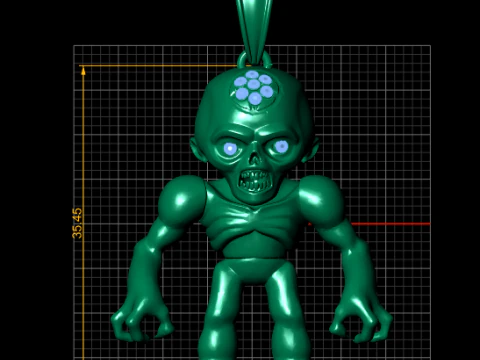Golden Zombie Pendant 3D Print Model