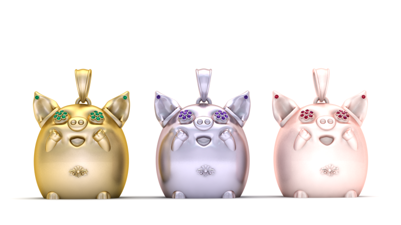 Golden Pig Pendant 3D 打印模型 .c4d .max .obj .3ds .fbx .stl .blend 