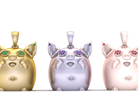 Ciondolo maiale d'oro Modello di stampa 3D