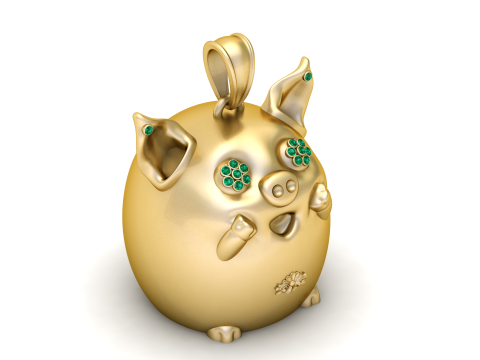 Golden Pig Pendant 3D 打印模型