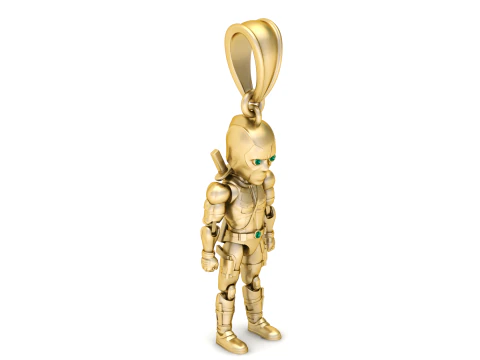 Golden Piggy Pendant 3D Print Model