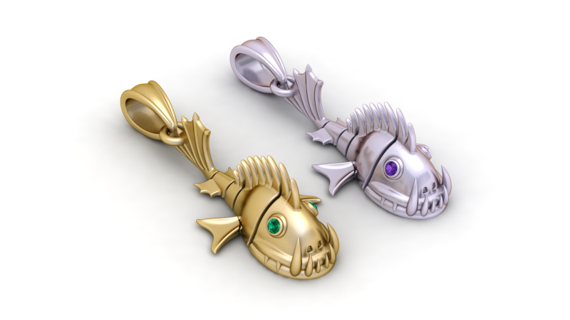 Liontin Hiu Emas Model Cetak 3D .c4d .max .obj .3ds .fbx .stl .blend 