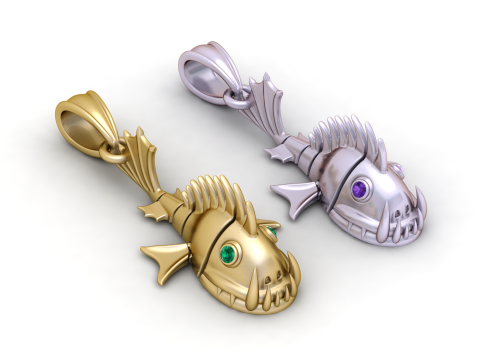 Golden Shark Pendant 3D प्रिंट मॉडल