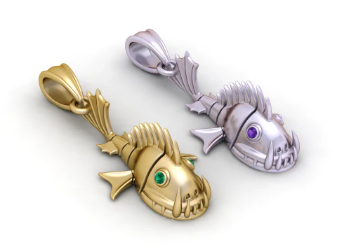 Golden Shark Pendant 3D Print Model