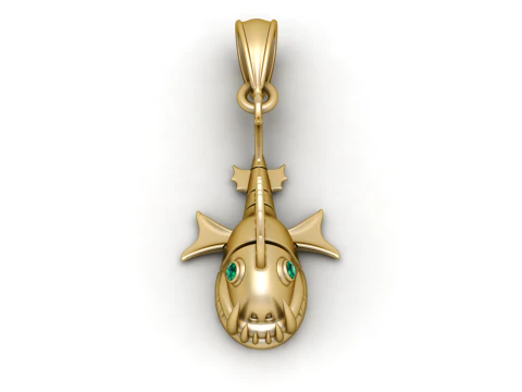Golden Shark Pendant 3D Print Model