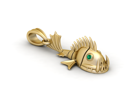 Liontin Hiu Emas Model Cetak 3D