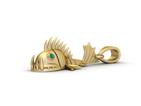 Liontin Hiu Emas Model Cetak 3D