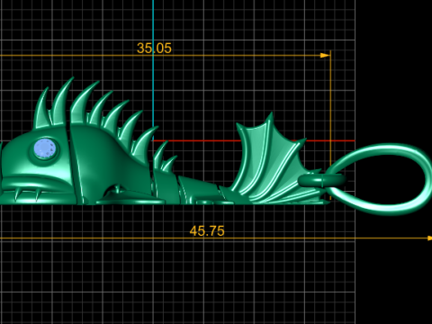Liontin Hiu Emas Model Cetak 3D