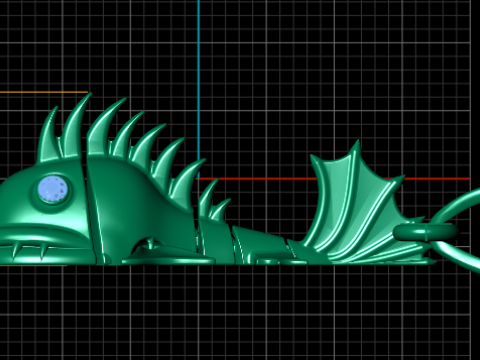 Liontin Hiu Emas Model Cetak 3D