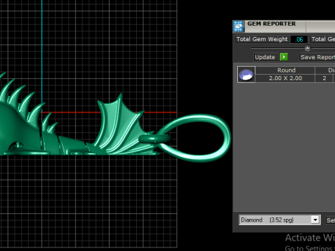 Liontin Hiu Emas Model Cetak 3D