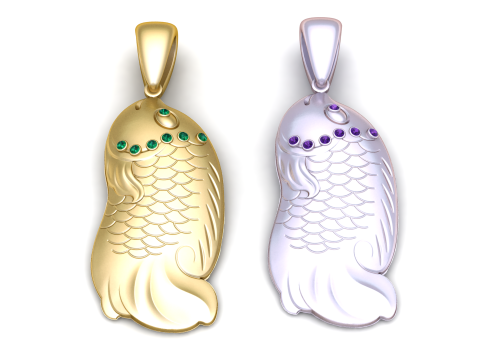 Golden Fish Pendant Model Cetak 3D