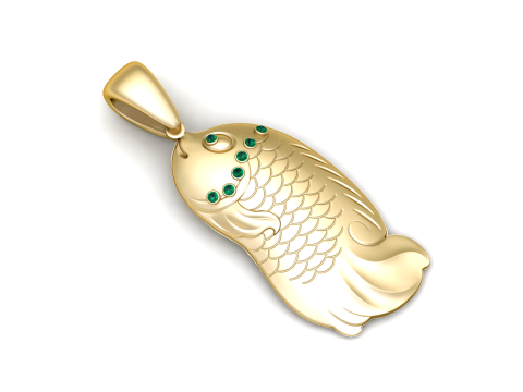 Golden Fish Pendant 3Dプリントモデル