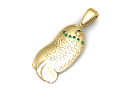 Golden Fish Pendant 3Dプリントモデル