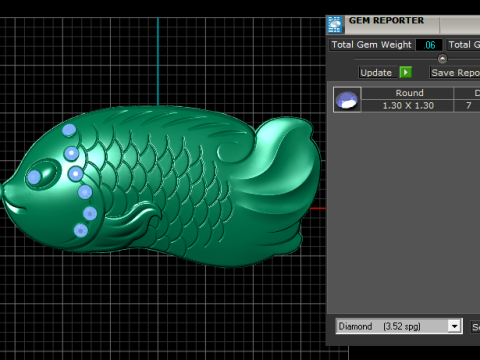 Golden Fish Pendant 3Dプリントモデル