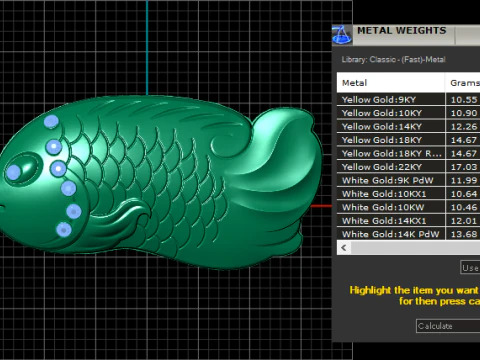 Golden Fish Pendant 3D Print Model