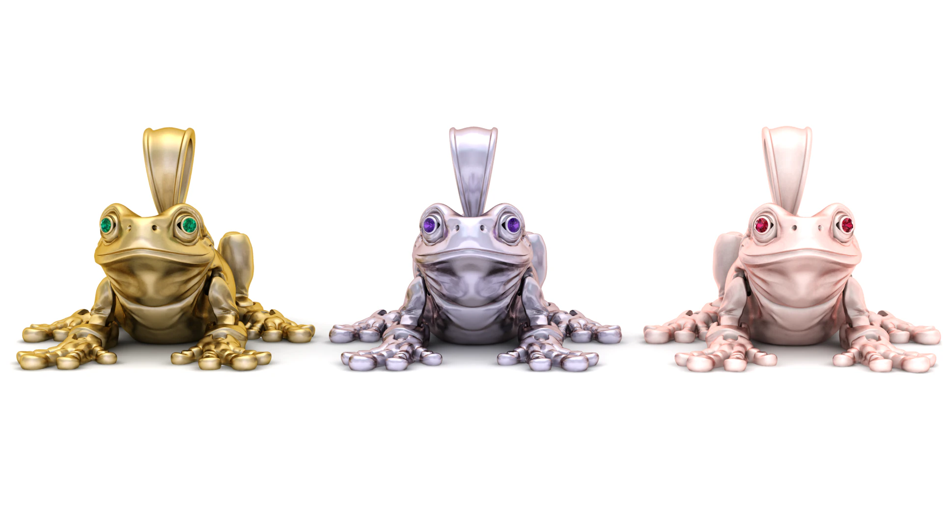 Golden Frog Pendant 3D Print Model .c4d .max .obj .3ds .fbx .stl .blend 