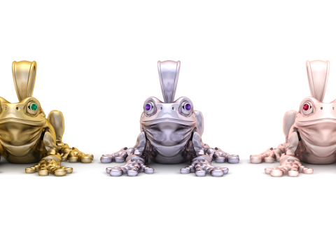 Golden Frog Pendant Model Cetak 3D