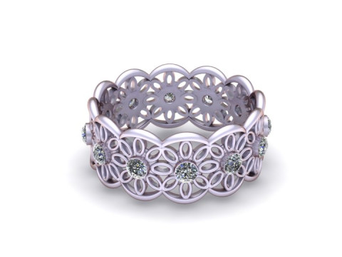 Gold floral ring Model 3D