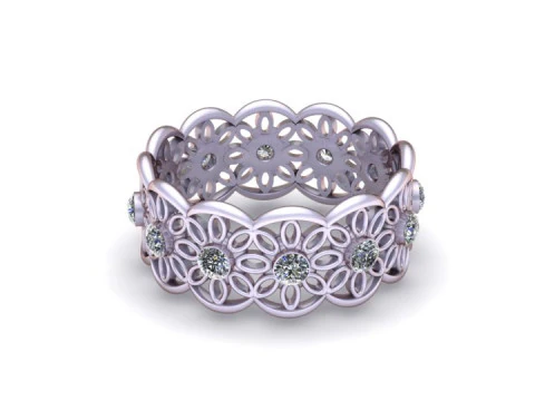 Gold floral ring 3D Model