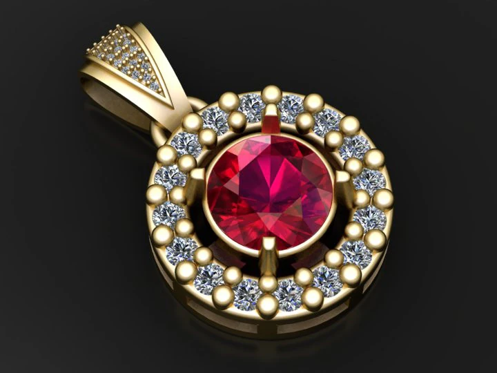 Ruby diamond pendant 3D Model .c4d .max .obj .3ds .fbx .stl .blend 