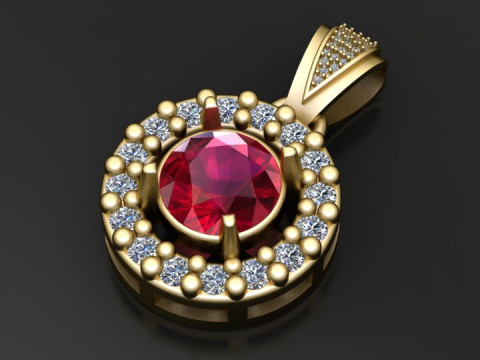 Ruby diamond pendant Modèle 3D